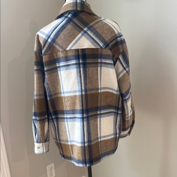 Zara shirtjack chore coat barn coat plaid button front warm medium layering - Picture 3 of 11